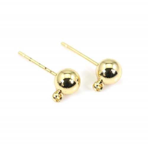 Clous d'oreilles boule plaqué "flash" or 3mm x 2pcs