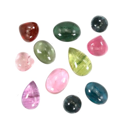 Cabochon Tourmaline multicolore méli mélo 6-8mm - lot 7 pcs
