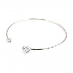 Argent 925 rhodié avec zirconium bracelet réglable pour perles semi percée 60mm x 1pc