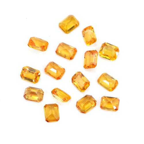 Orange sapphire, emerald-cut rectangle 3.5x4.7mm x 1pc