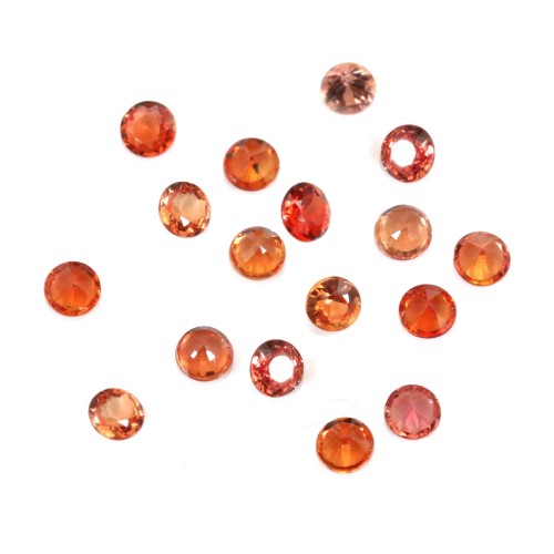Saphir orange à sertir, taille rond brillant 2-3mm x 1pc