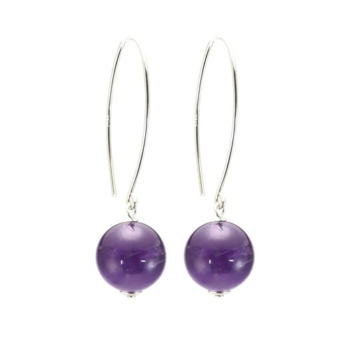 Boucles d'oreilles argent 925 amethyste 12mm x 2pcs 