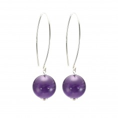 Boucle d'oreille argent 925 amethyste 12mm x 2pcs 