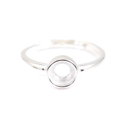 Adjustable ring for 6mm round cabochon - Silver 925 x 1pc