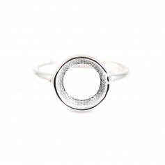 Anillo ajustable para cabujón redondo de 10mm - Plata 925 x 1pc