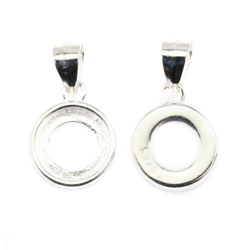 Round cabochon pendant 8mm - Silver 925 x 1pc