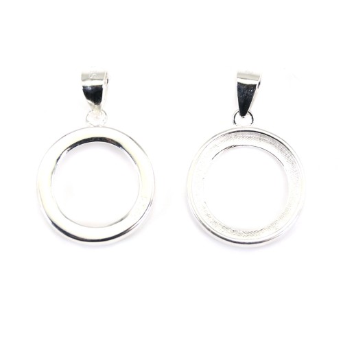 Colgante cabujón redondo 14mm - Plata de ley 925 x 1pc