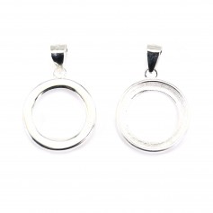 Pendente cabochão redondo 14mm - Prata de primeira lei 925 x 1pc