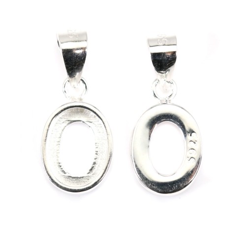 Pendente cabochão oval 6.4x8.5mm - Prata esterlina 925 x 1pc
