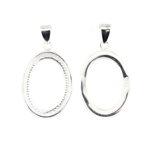 Pendente cabochão oval 13.5x18.5mm - Prata esterlina 925 x 1pc