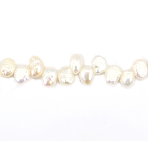 Freshwater cultured pearl, white, baroque, 6-6.5mm x 35cm