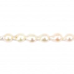 Perle de culture d'eau douce, blanche, baroque goutte, 6-7mm x 36cm