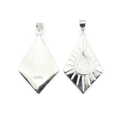 Pendentif losange pour cabochon goutte 8x10mm - Argent 925 x 1pc