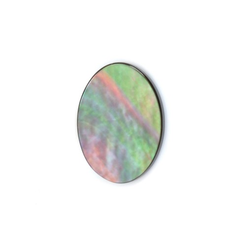 Cabochon Nacre gris ovale plat 8x10mm x 1pc