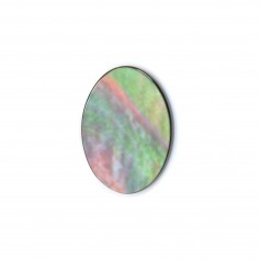 Cabochon Nacre gris ovale plat 8x10mm x 1pc