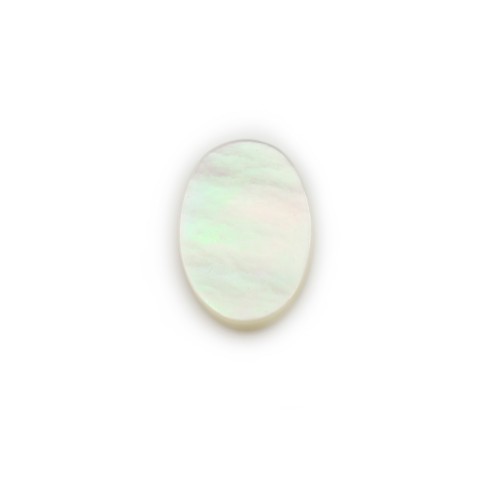 Cabochon Nacre blanche ovale plat 8x10mm x 1pc