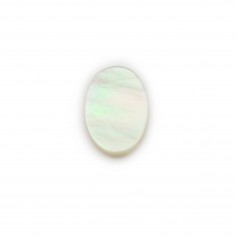Cabochon Nacre blanche ovale plat 8x10mm x 1pc