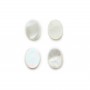 Cabochon Nacre blanche ovale plat 8x10mm x 1pc