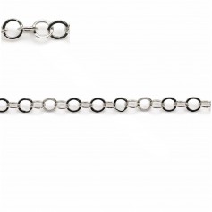 Chaîne argent 925 Rhodié maille ronde plat 3.5mm x 50cm