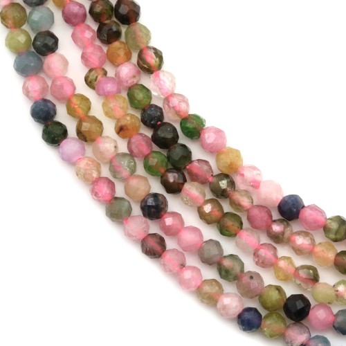 Faceted round tourmaline 2mm x 39cm