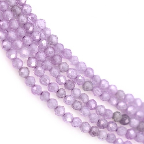 Óxido de circonio violeta redondo facetado 2mm x 38cm
