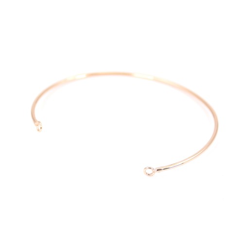 Bracelet jonc, avec 2 anneaux soudé, plaqué par "flash or" rosé sur laiton, 65x49mm x 1pc