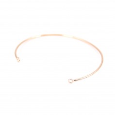 Bracelet jonc, avec 2 anneaux soudé, plaqué par "flash or" rosé sur laiton, 65x49mm x 1pc