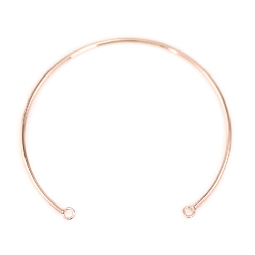 Bracelet jonc avec 2 anneaux plaqué par "flash" or rosé sur laiton 60mm x 1pc