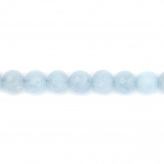 Aigue marine ronde facette 8mm x 40cm