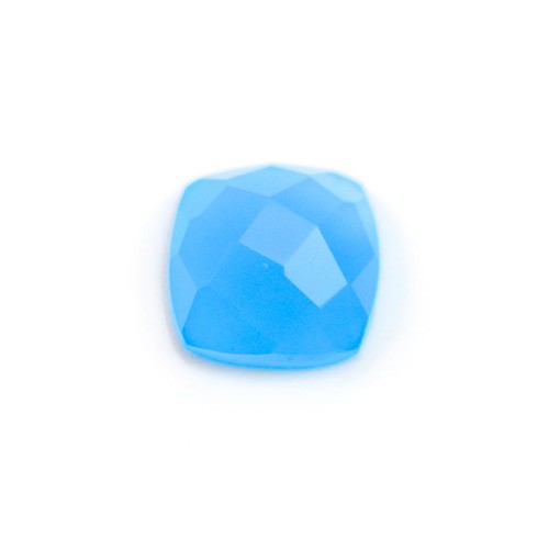 Cabochon calcédoine bleu carre facette 10mm x 1pc