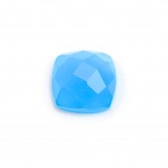 Cabochon calcédoine bleu carre facette 10mm x 1pc