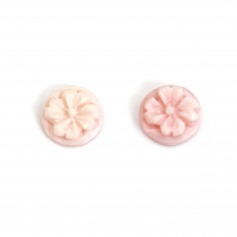 Cabochon Cameo Conch Rosa rund Blume 10mm x 1St