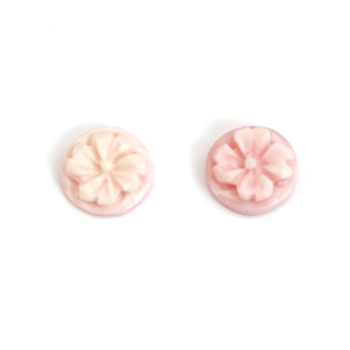 Cabochão Cameo Rosa Concha flor redonda 8mm x 1pc