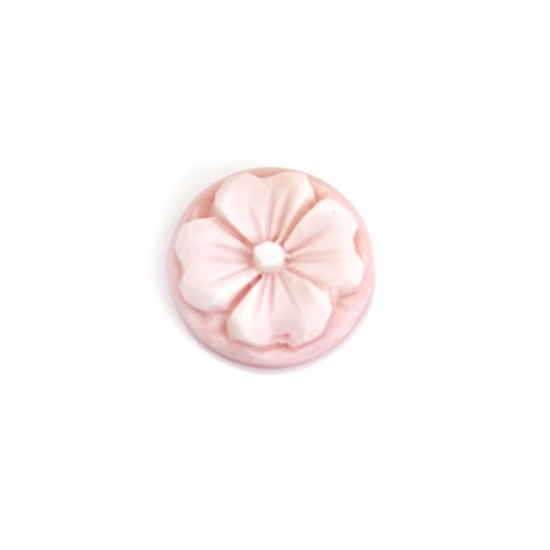 Cabochon Cameo Conque rosa rund Blume 14mm x 1St