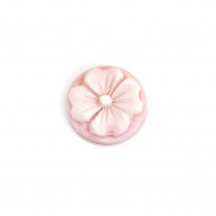 Cabochon Cameo Pink Conch round flower 16mm x 1pc