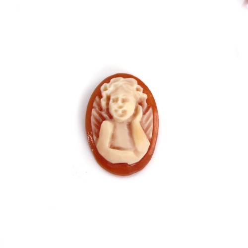 Cabochão Cameo Concha cornalina oval anjo 8x10mm x 1pc