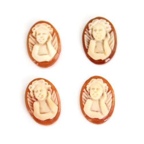 Cabochon Cameo Conch carnelian oval angel 10x14mm x 1pc