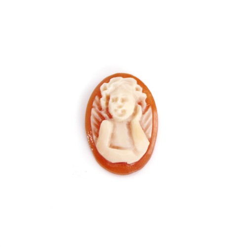 Cabochon Camée Conque cornaline ovale ange 10x14mm x 1pc