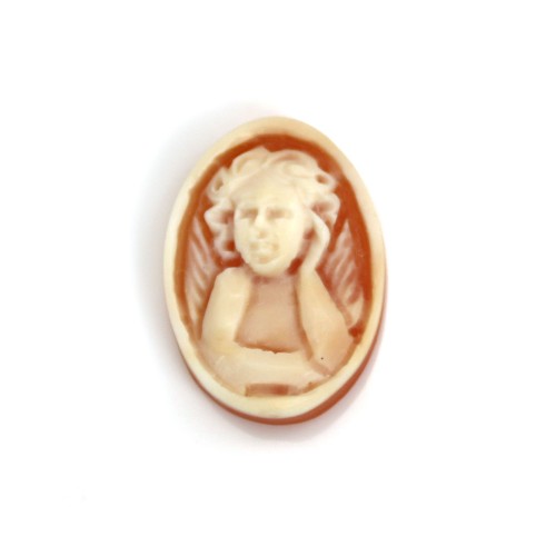Cabochon Camée Conque cornaline ovale ange 13x18mm x 1pc