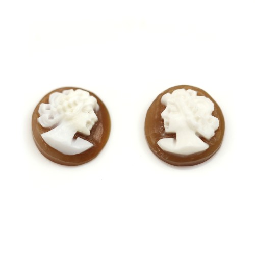 Cabochão Cameo Conch sardoine redondo senhora 10mm x 2pcs