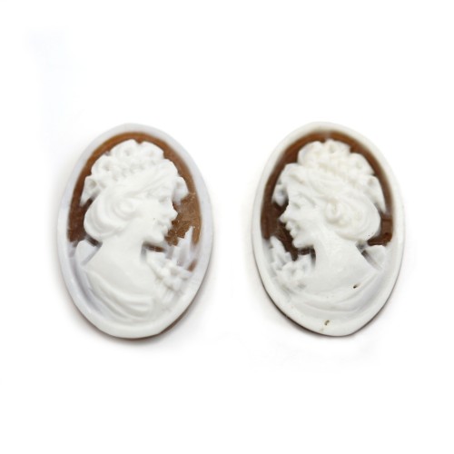 Cabochon Kamee Conque sardoine oval Frau 13x18mm x 1pc