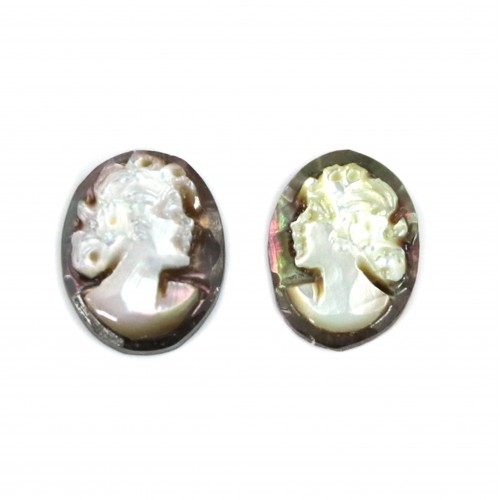 Cabochon Mother-of-Pearl oval grey woman 8x10mm x 1pc