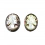Cabochon Camée Nacre gris ovale femme 8x10mm x 1pc