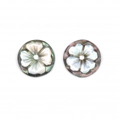 Cabochon Cameo Madreperla fiore rotondo 12mm x 1pc