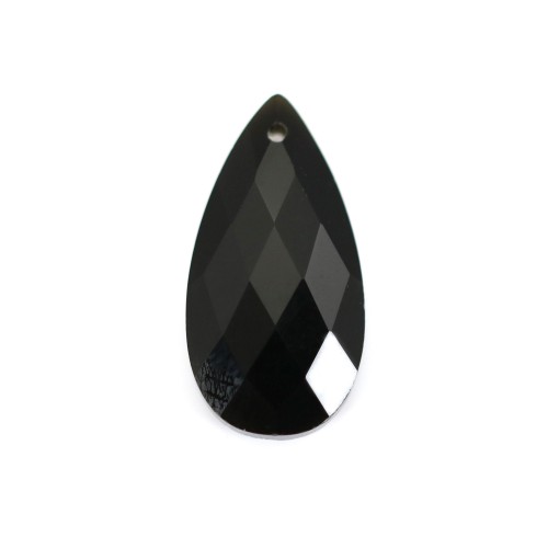 Pendentif Obsidienne goutte facetté 13x25mm x 1pc