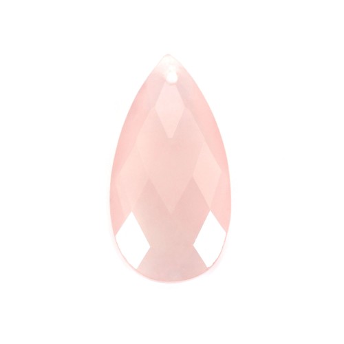 Ciondolo di quarzo rosa sfaccettato a goccia 13x25mm x 1pc