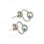 Pendiente perla cultivada gris - Plata 925 rodiada x 2pcs