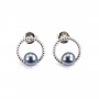 Ohrring mit Ring Blaue Zuchtperle - 925er Silber, rhodiniert x 2St