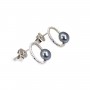 Boucles d'oreilles cerclée Perle de culture bleue - Argent 925 rhodié x 2pcs