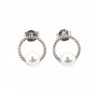 Pendiente aro perla cultivada blanca - Plata 925 rodiada x 2pcs